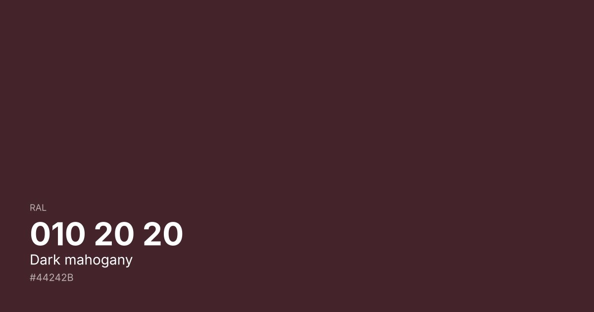 RAL 010 20 20 Dark mahogany color swatch - #44242b hex code for design, paint, and coating reference