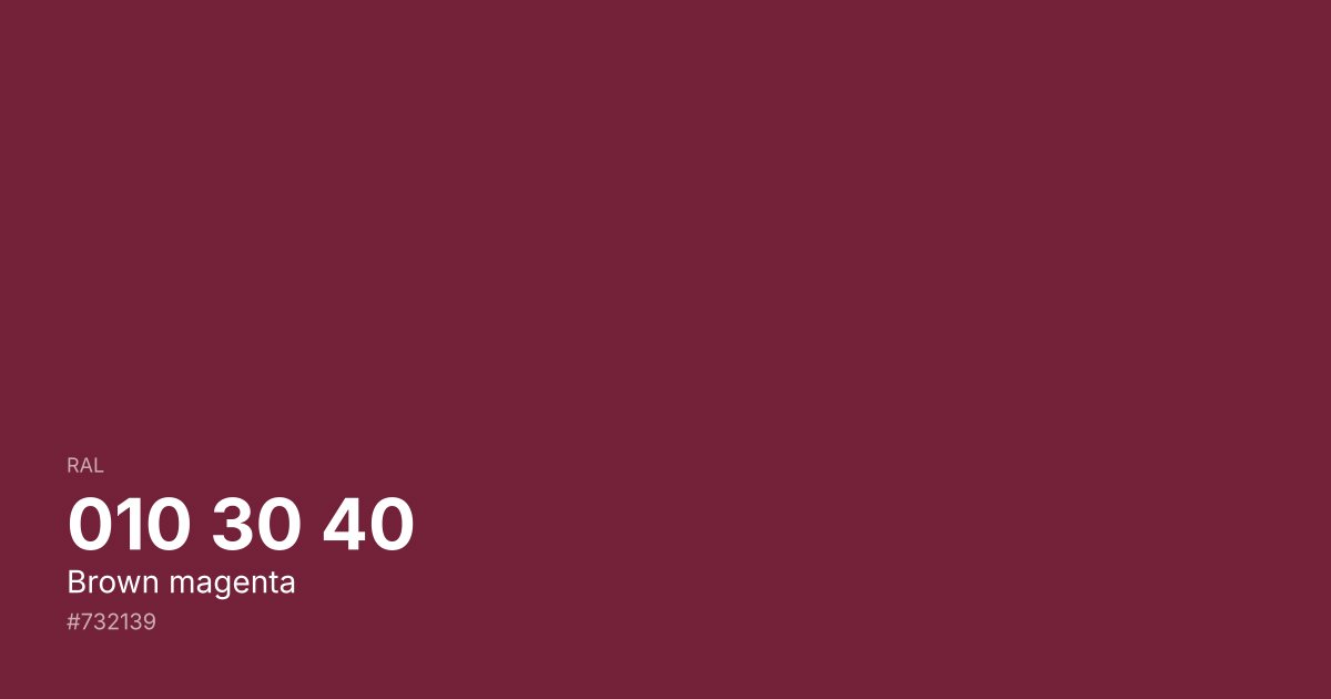 RAL 010 30 40 Brown magenta color swatch - #732139 hex code for design, paint, and coating reference