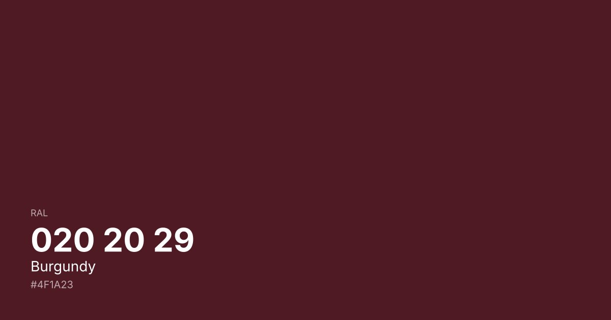 RAL 020 20 29 Burgundy color swatch - #4f1a23 hex code for design, paint, and coating reference
