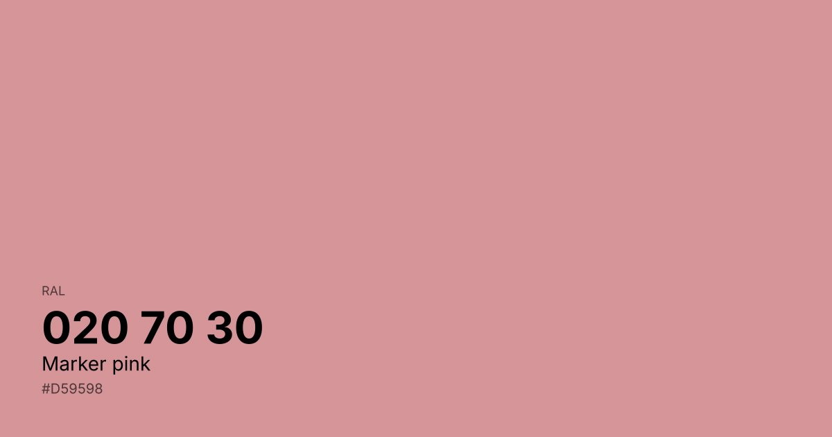 RAL 020 70 30 Marker pink color swatch - #d59598 hex code for design, paint, and coating reference