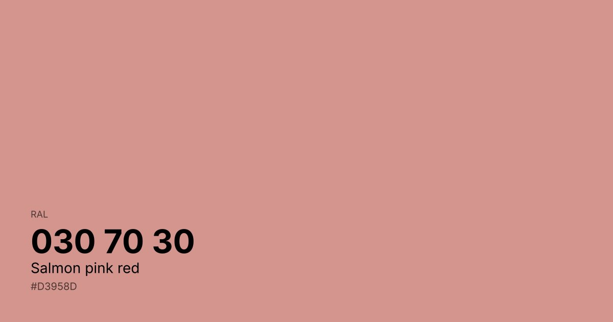 RAL 030 70 30 Salmon pink red color swatch - #d3958d hex code for design, paint, and coating reference