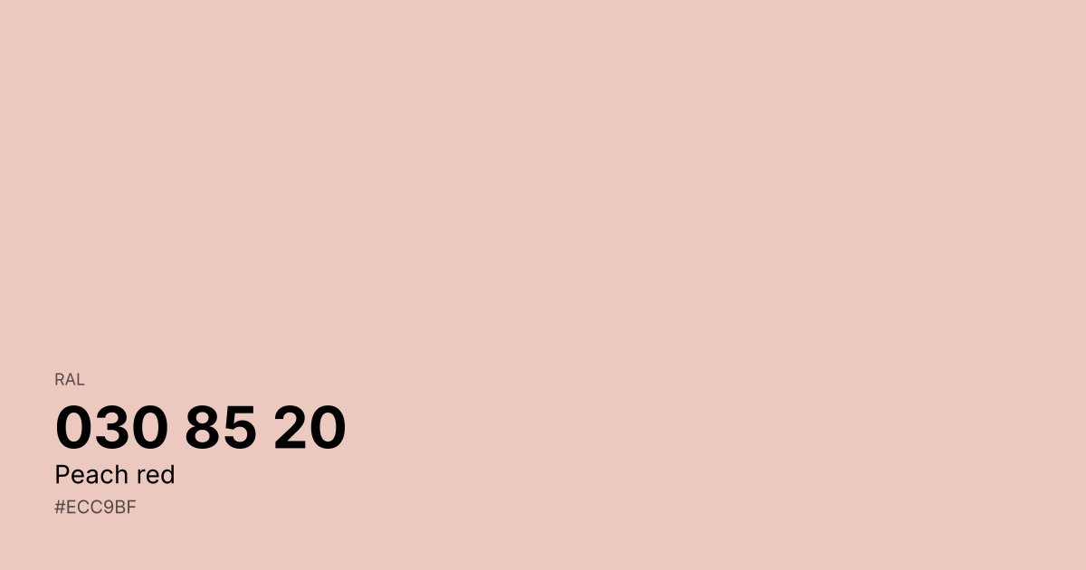 RAL 030 85 20 Peach red color swatch - #ecc9bf hex code for design, paint, and coating reference