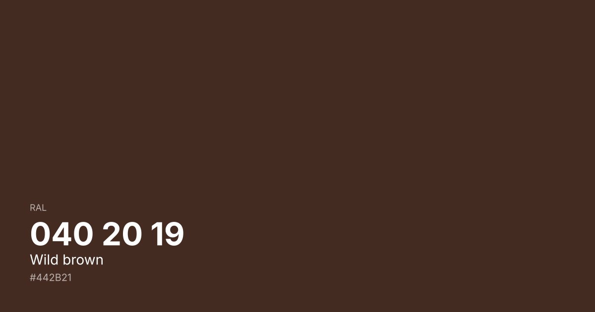 RAL 040 20 19 Wild brown color swatch - #442b21 hex code for design, paint, and coating reference