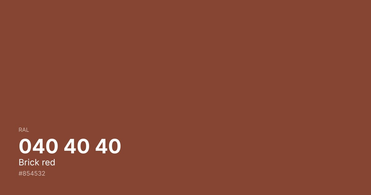 RAL 040 40 40 Brick red color swatch - #854532 hex code for design, paint, and coating reference