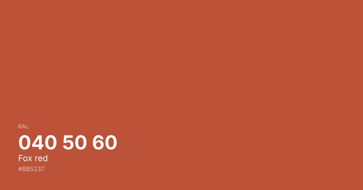 RAL 040 50 60 Fox red color swatch - #bb5237 hex code for design, paint, and coating reference