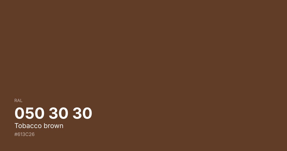 RAL 050 30 30 Tobacco brown color swatch - #613c26 hex code for design, paint, and coating reference