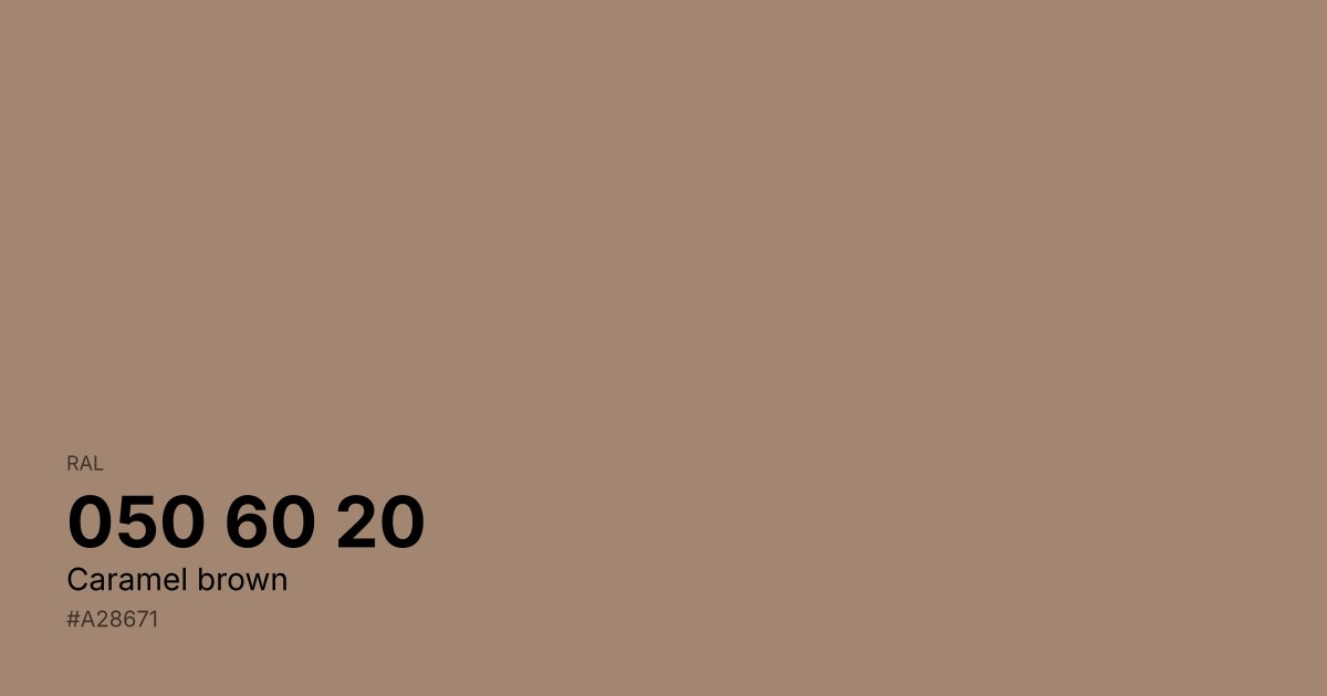 RAL 050 60 20 Caramel brown color swatch - #a28671 hex code for design, paint, and coating reference