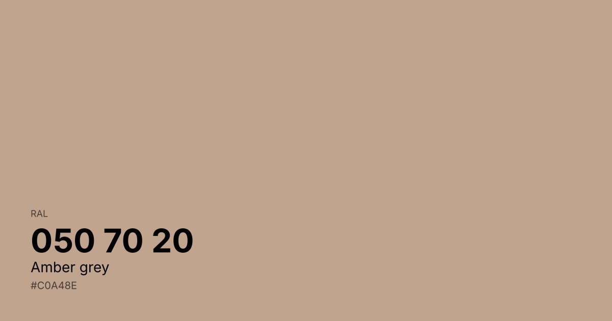 RAL 050 70 20 Amber grey color swatch - #c0a48e hex code for design, paint, and coating reference