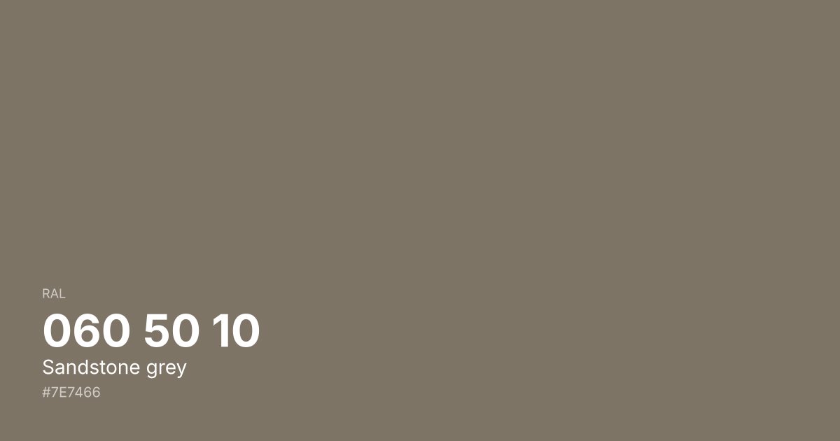 RAL 060 50 10 Sandstone grey color swatch - #7e7466 hex code for design, paint, and coating reference