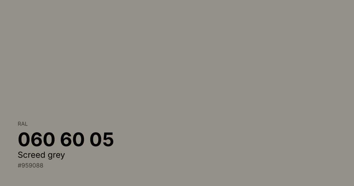 RAL 060 60 05 Screed grey color swatch - #959088 hex code for design, paint, and coating reference