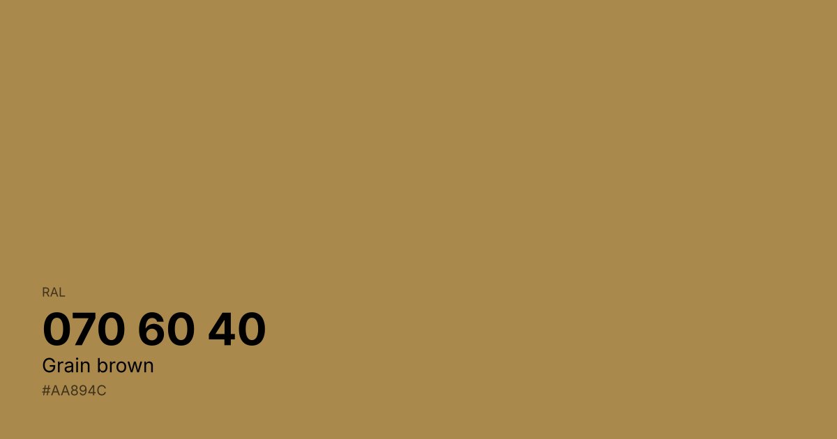 RAL 070 60 40 Grain brown color swatch - #aa894c hex code for design, paint, and coating reference