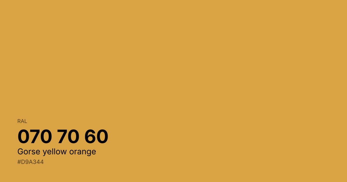 RAL 070 70 60 Gorse yellow orange color swatch - #d9a344 hex code for design, paint, and coating reference