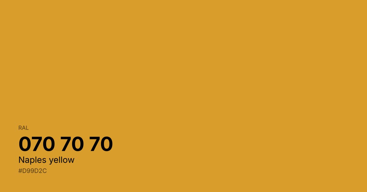 RAL 070 70 70 Naples yellow color swatch - #d99d2c hex code for design, paint, and coating reference