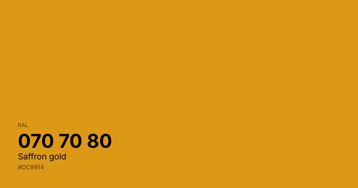 RAL 070 70 80 Saffron gold color swatch - #dc9914 hex code for design, paint, and coating reference