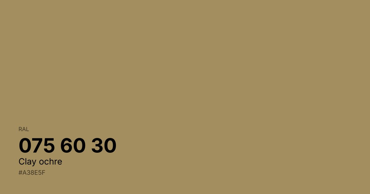 RAL 075 60 30 Clay ochre color swatch - #a38e5f hex code for design, paint, and coating reference