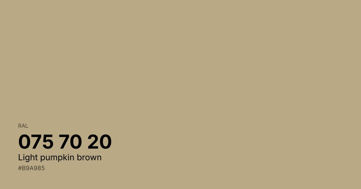 RAL 075 70 20 Light pumpkin brown color swatch - #b9a985 hex code for design, paint, and coating reference