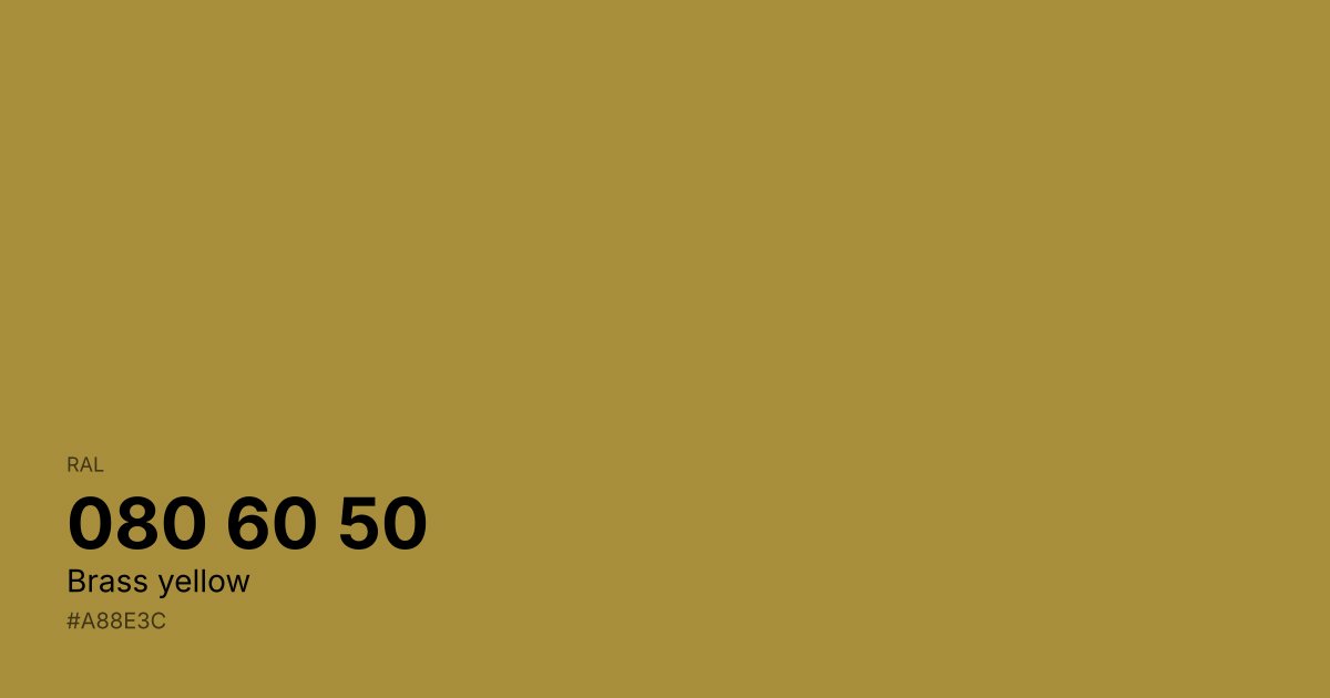 RAL 080 60 50 Brass yellow color swatch - #a88e3c hex code for design, paint, and coating reference