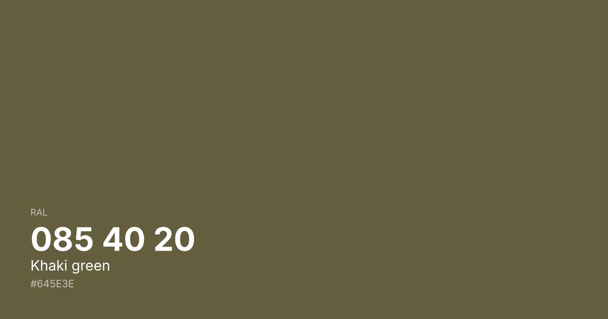 RAL 085 40 20 Khaki green color swatch - #645e3e hex code for design, paint, and coating reference