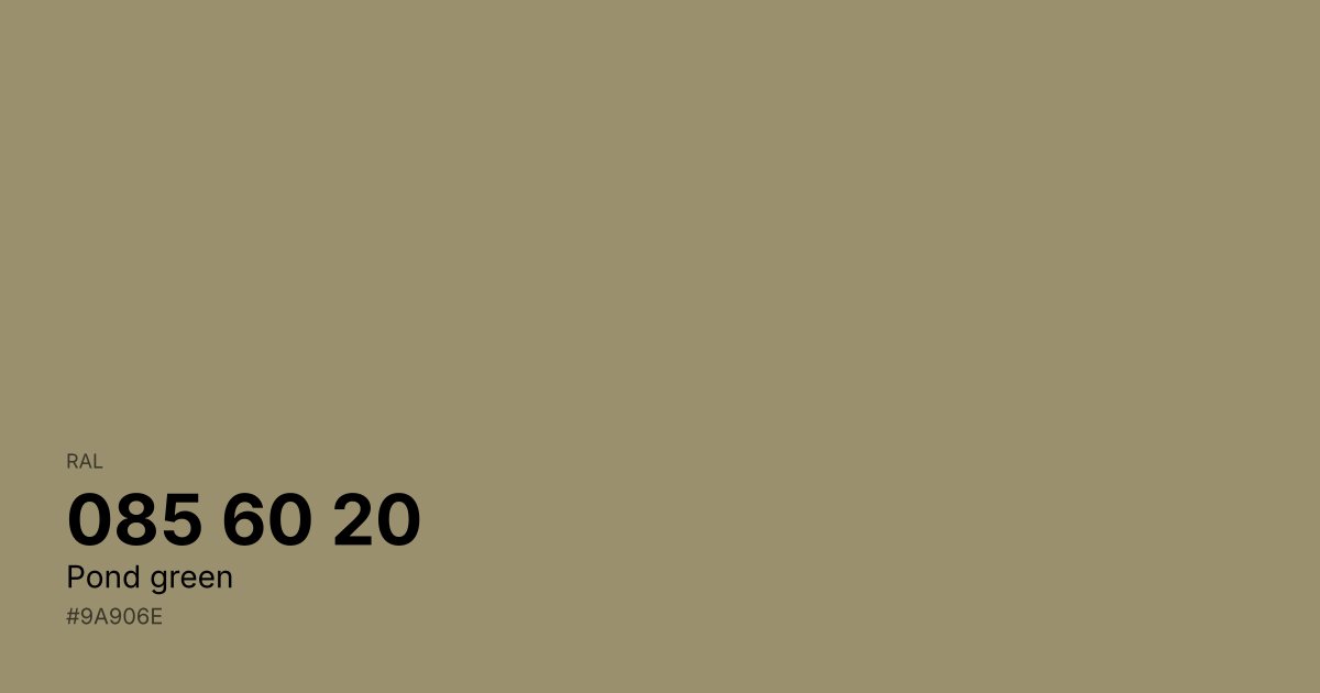 RAL 085 60 20 Pond green color swatch - #9a906e hex code for design, paint, and coating reference