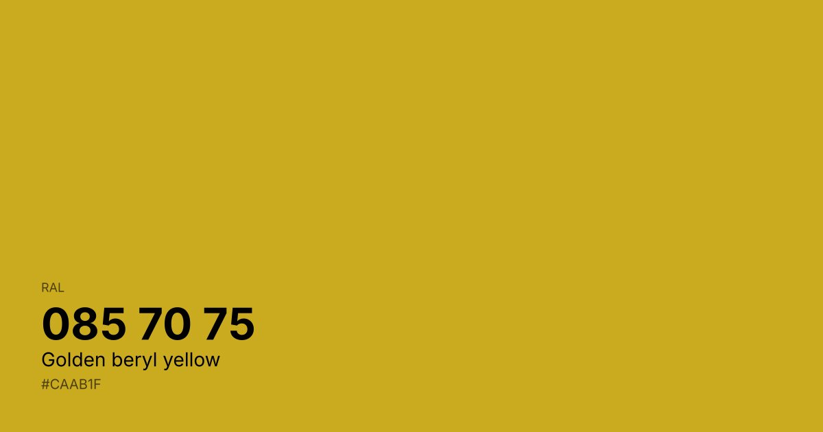 RAL 085 70 75 Golden beryl yellow color swatch - #caab1f hex code for design, paint, and coating reference