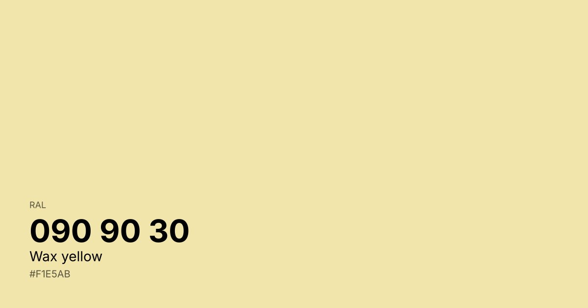 RAL 090 90 30 Wax yellow color swatch - #f1e5ab hex code for design, paint, and coating reference