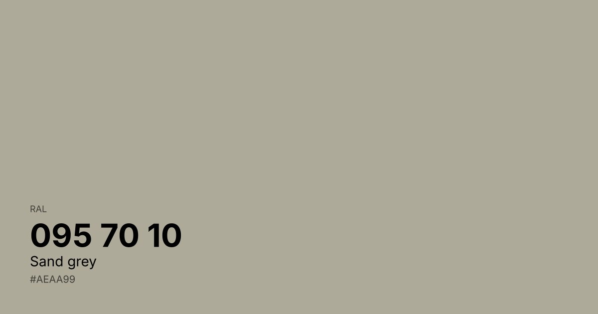 RAL 095 70 10 Sand grey color swatch - #aeaa99 hex code for design, paint, and coating reference