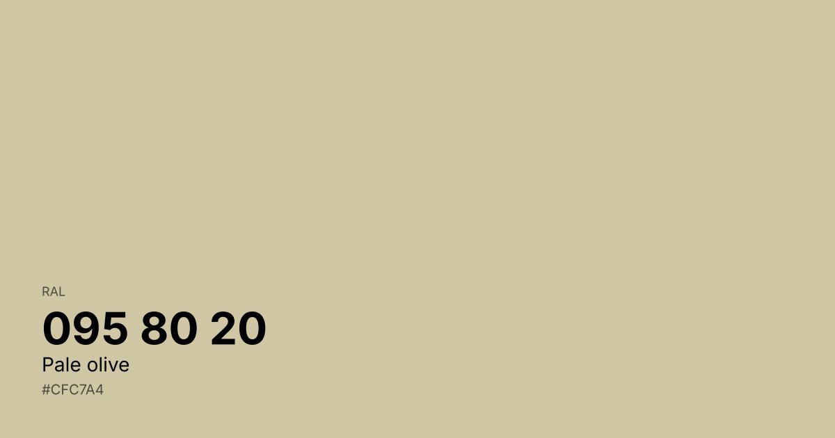 RAL 095 80 20 Pale olive color swatch - #cfc7a4 hex code for design, paint, and coating reference