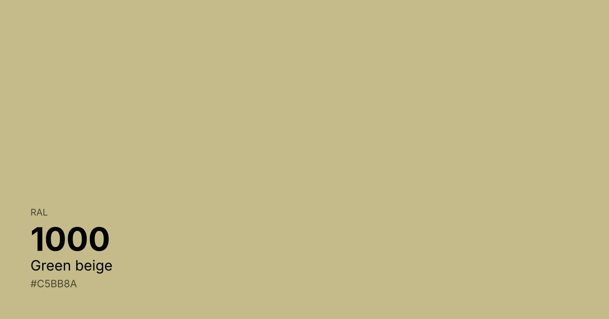 RAL 1000 Green beige color swatch - #c5bb8a hex code for design, paint, and coating reference
