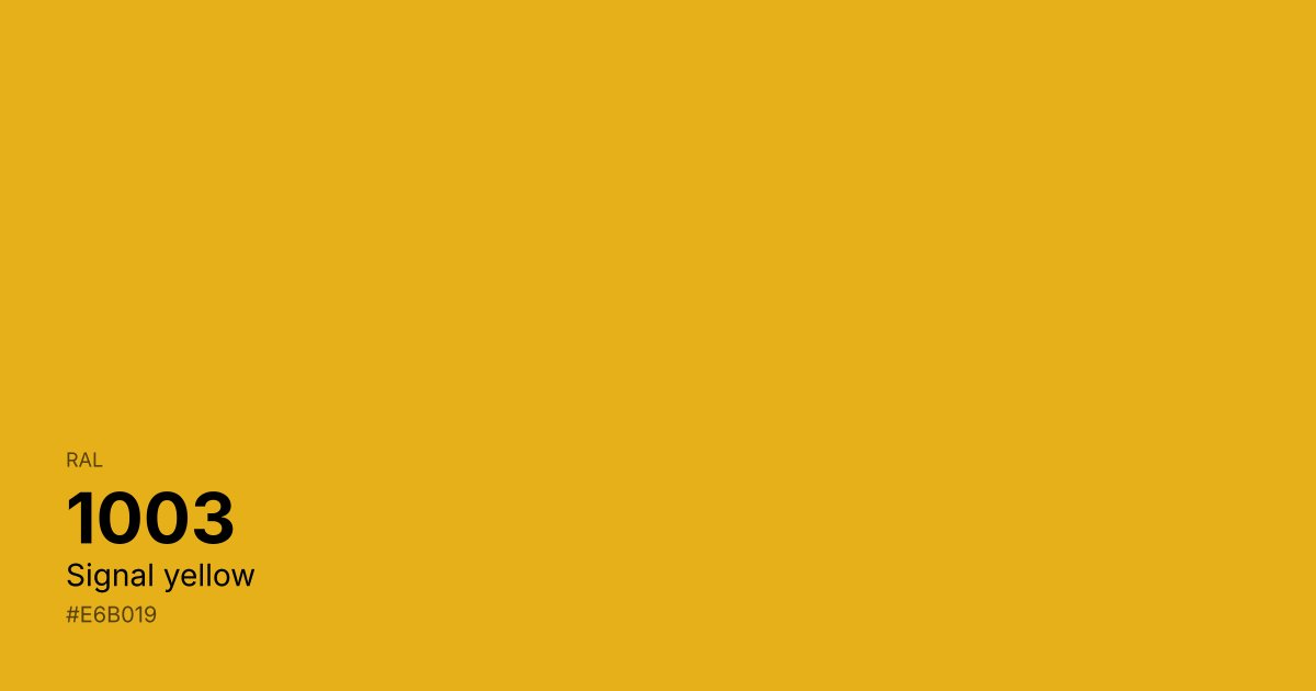 RAL 1003 Signal yellow color swatch - #e6b019 hex code for design, paint, and coating reference