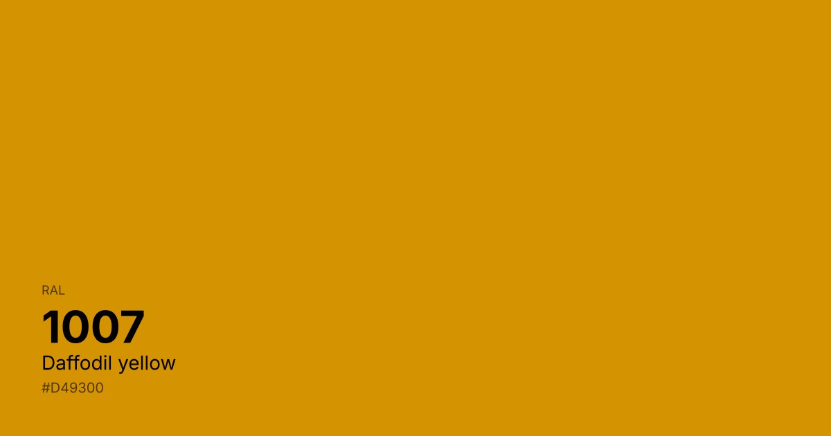 RAL 1007 Daffodil yellow color swatch - #d49300 hex code for design, paint, and coating reference