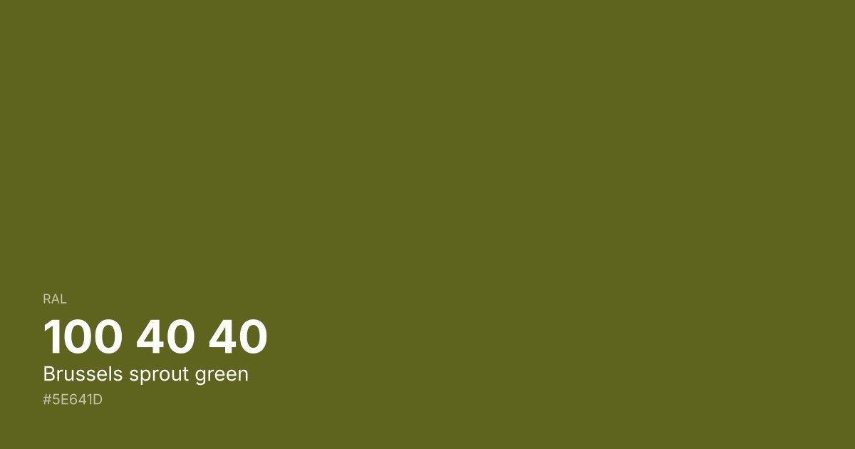 RAL 100 40 40 Brussels sprout green color swatch - #5e641d hex code for design, paint, and coating reference