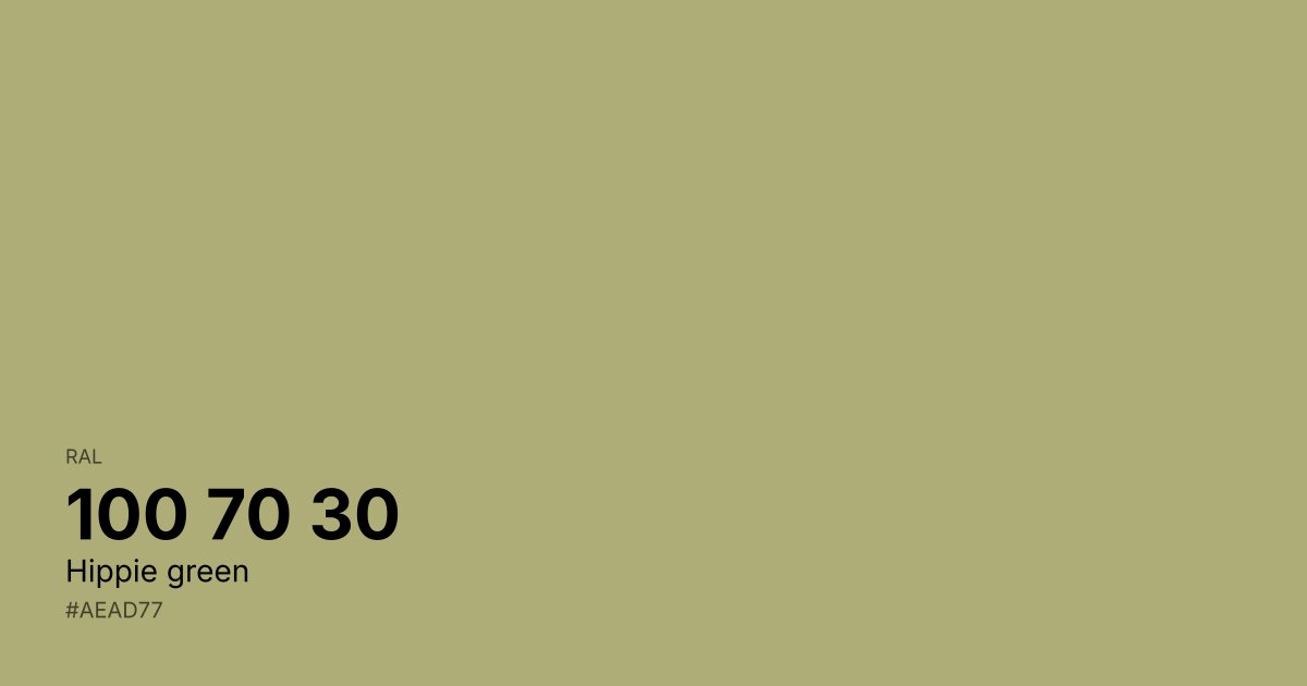 RAL 100 70 30 Hippie green color swatch - #aead77 hex code for design, paint, and coating reference