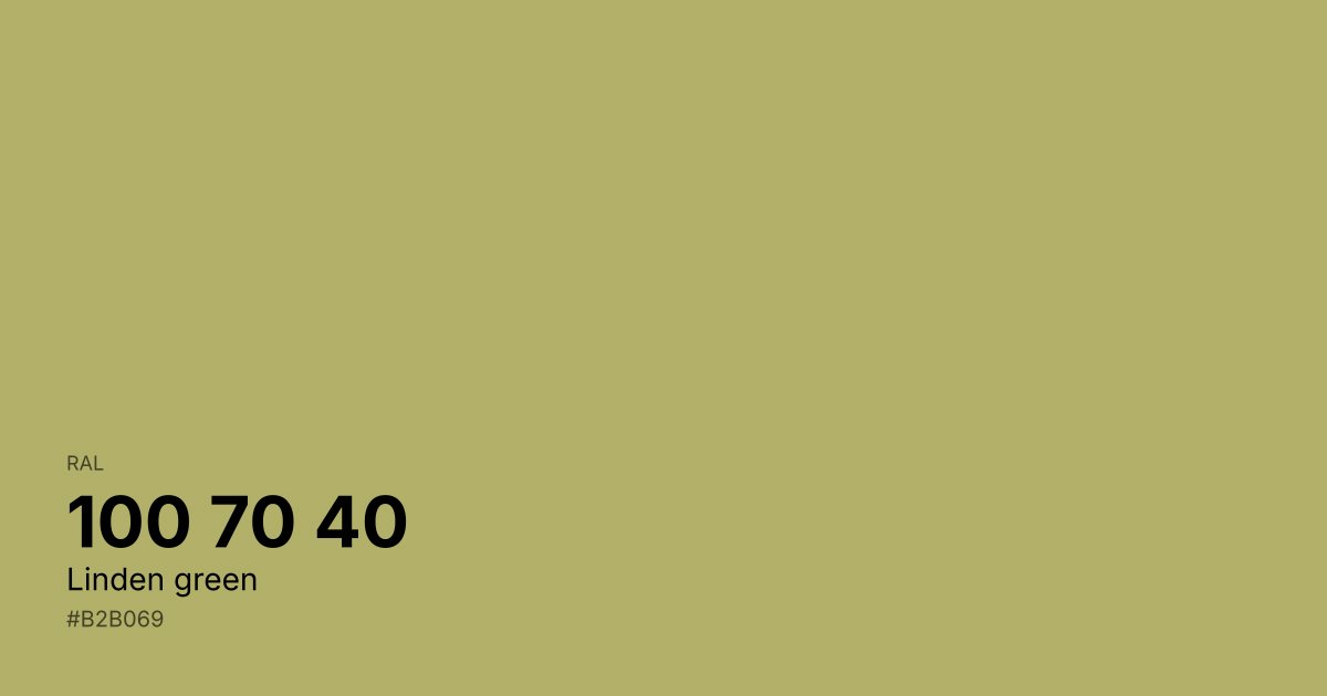RAL 100 70 40 Linden green color swatch - #b2b069 hex code for design, paint, and coating reference