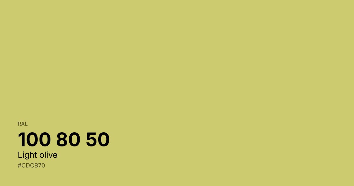 RAL 100 80 50 Light olive color swatch - #cdcb70 hex code for design, paint, and coating reference