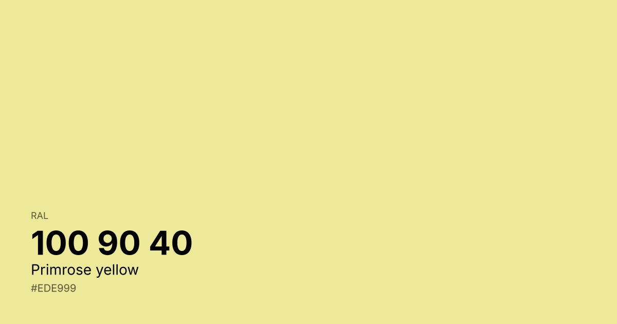 RAL 100 90 40 Primrose yellow color swatch - #ede999 hex code for design, paint, and coating reference