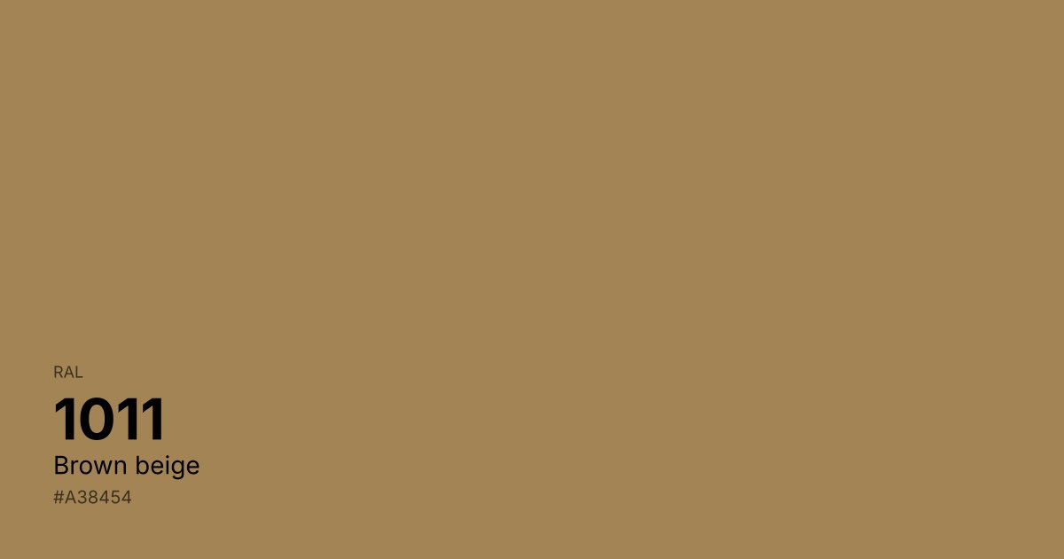 RAL 1011 Brown beige color swatch - #a38454 hex code for design, paint, and coating reference