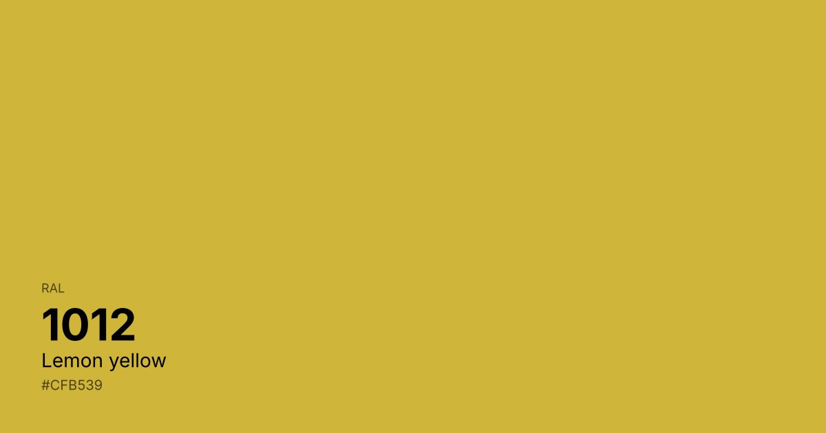 RAL 1012 Lemon yellow color swatch - #cfb539 hex code for design, paint, and coating reference
