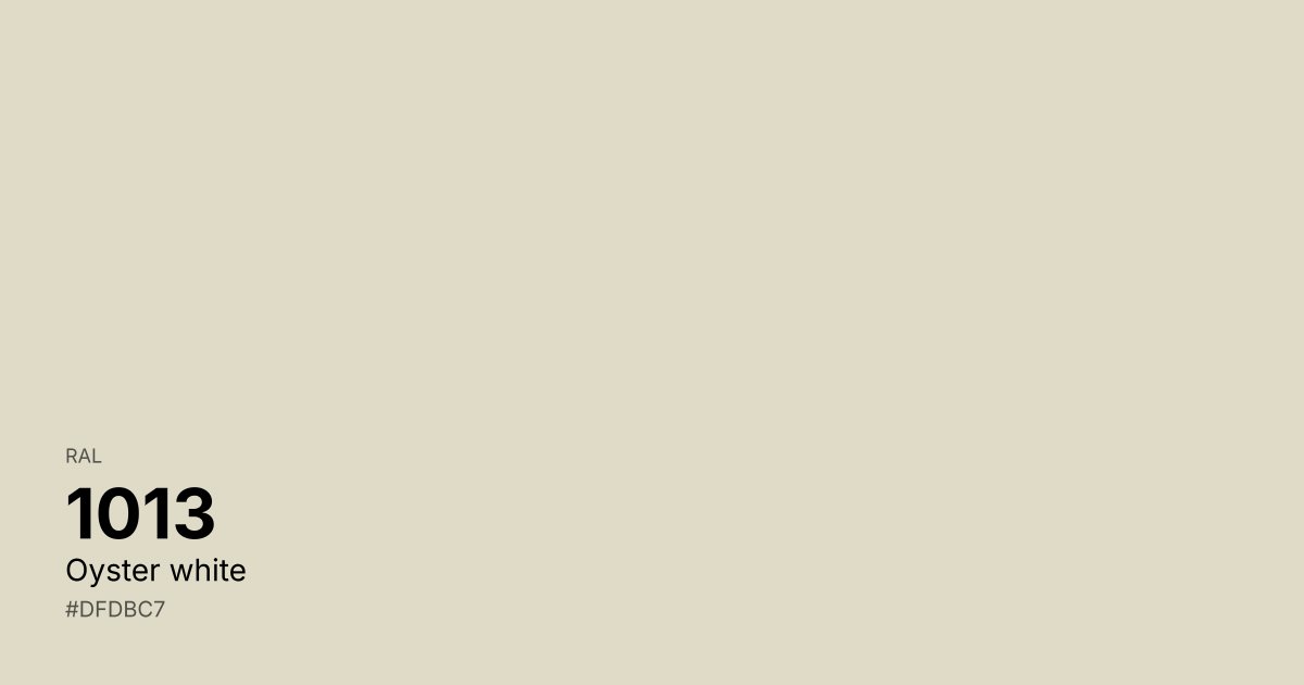 RAL 1013 Oyster white color swatch - #dfdbc7 hex code for design, paint, and coating reference