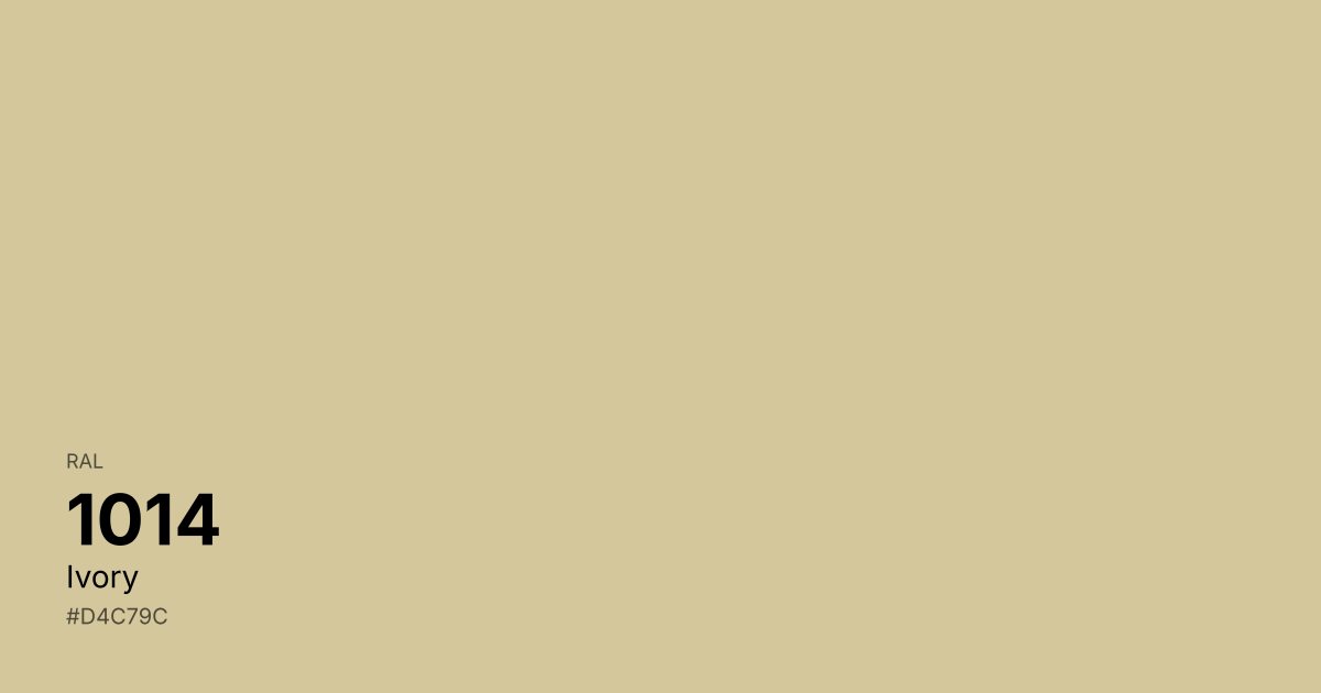 RAL 1014 Ivory color swatch - #d4c79c hex code for design, paint, and coating reference