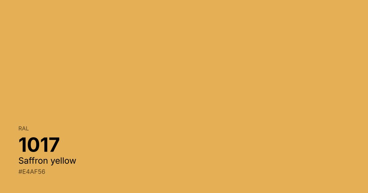 RAL 1017 Saffron yellow color swatch - #e4af56 hex code for design, paint, and coating reference
