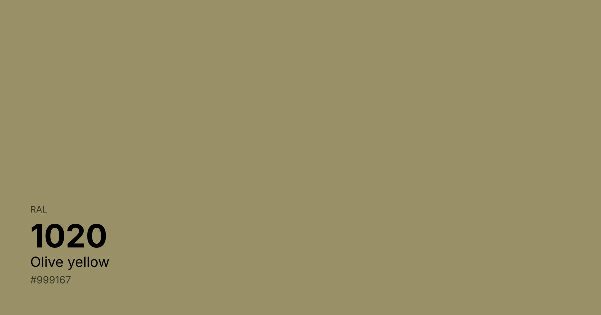 RAL 1020 Olive yellow color swatch - #999167 hex code for design, paint, and coating reference