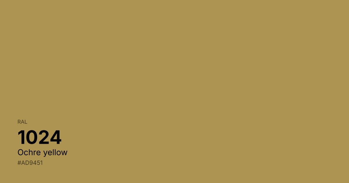 RAL 1024 Ochre yellow color swatch - #ad9451 hex code for design, paint, and coating reference
