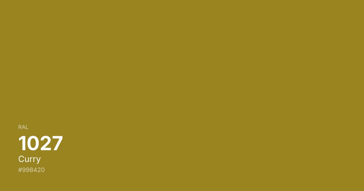 RAL 1027 Curry color swatch - #998420 hex code for design, paint, and coating reference