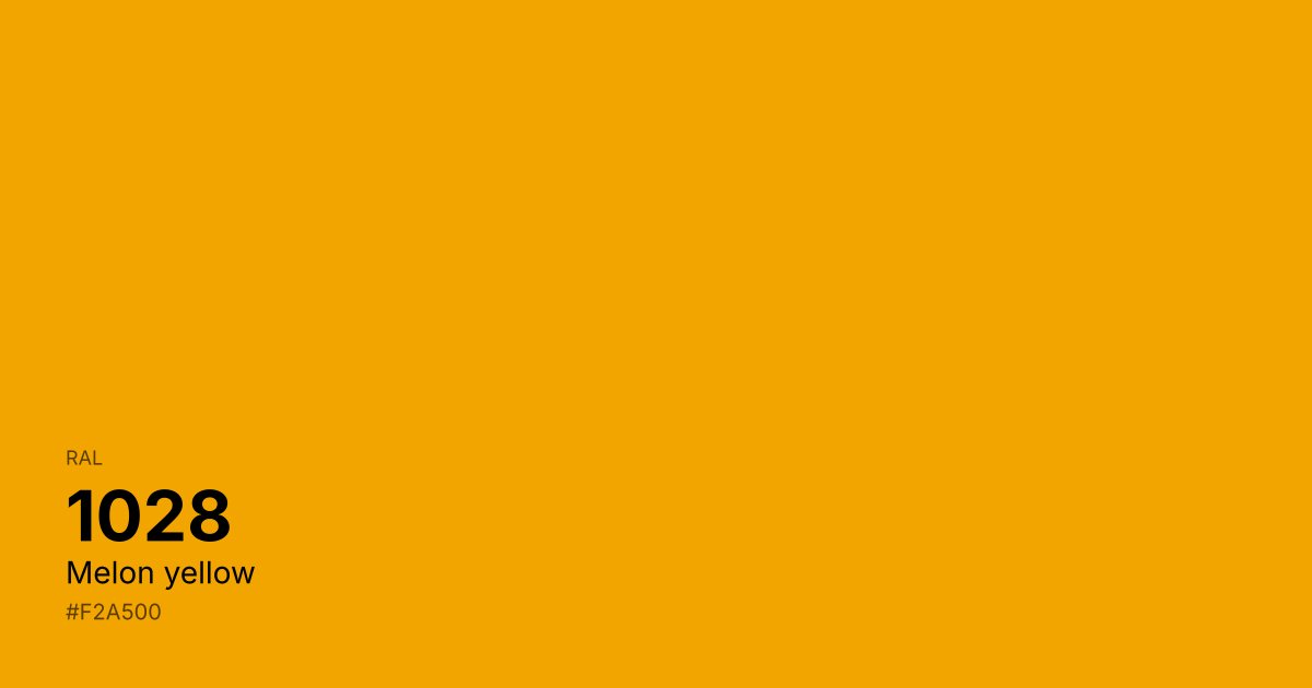 RAL 1028 Melon yellow color swatch - #f2a500 hex code for design, paint, and coating reference