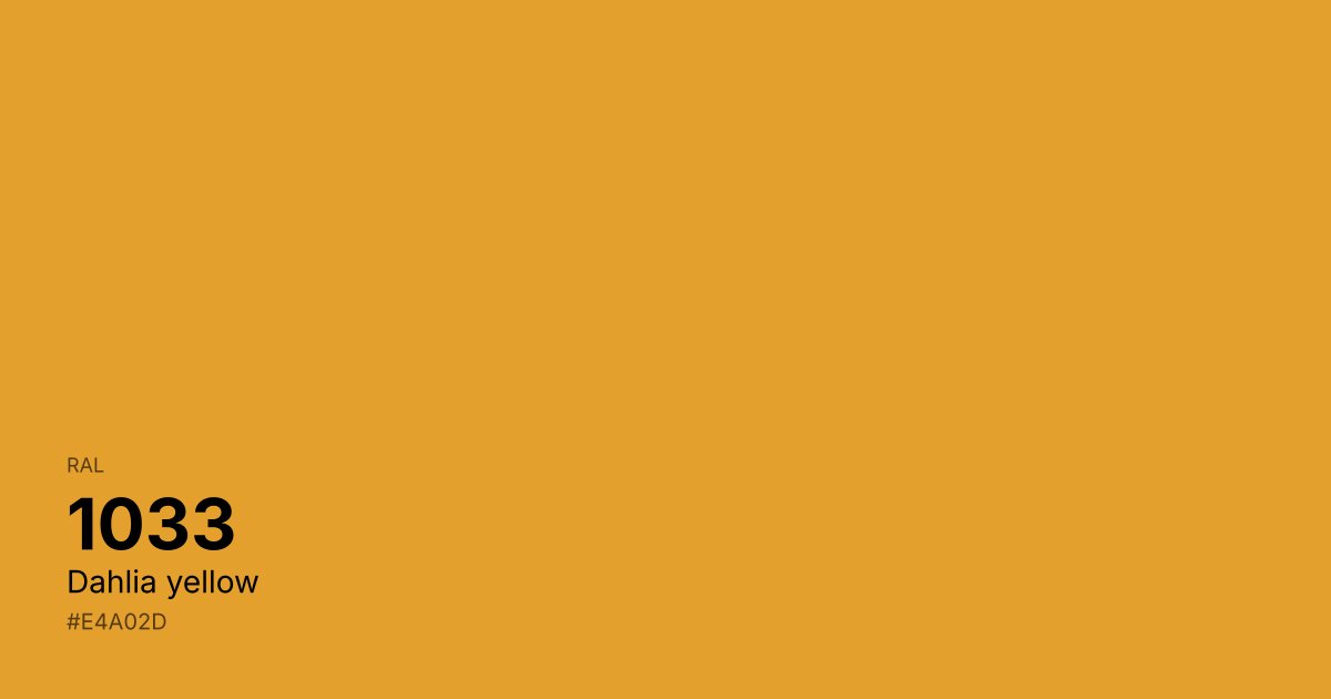 RAL 1033 Dahlia yellow color swatch - #e4a02d hex code for design, paint, and coating reference