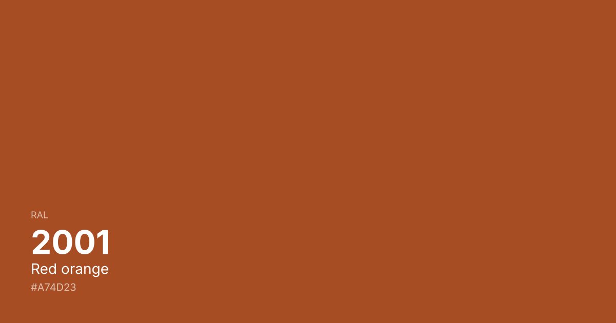 RAL 2001 Red orange color swatch - #a74d23 hex code for design, paint, and coating reference
