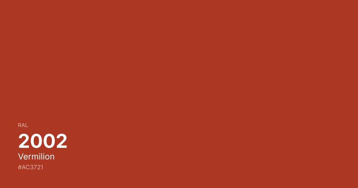 RAL 2002 Vermilion color swatch - #ac3721 hex code for design, paint, and coating reference