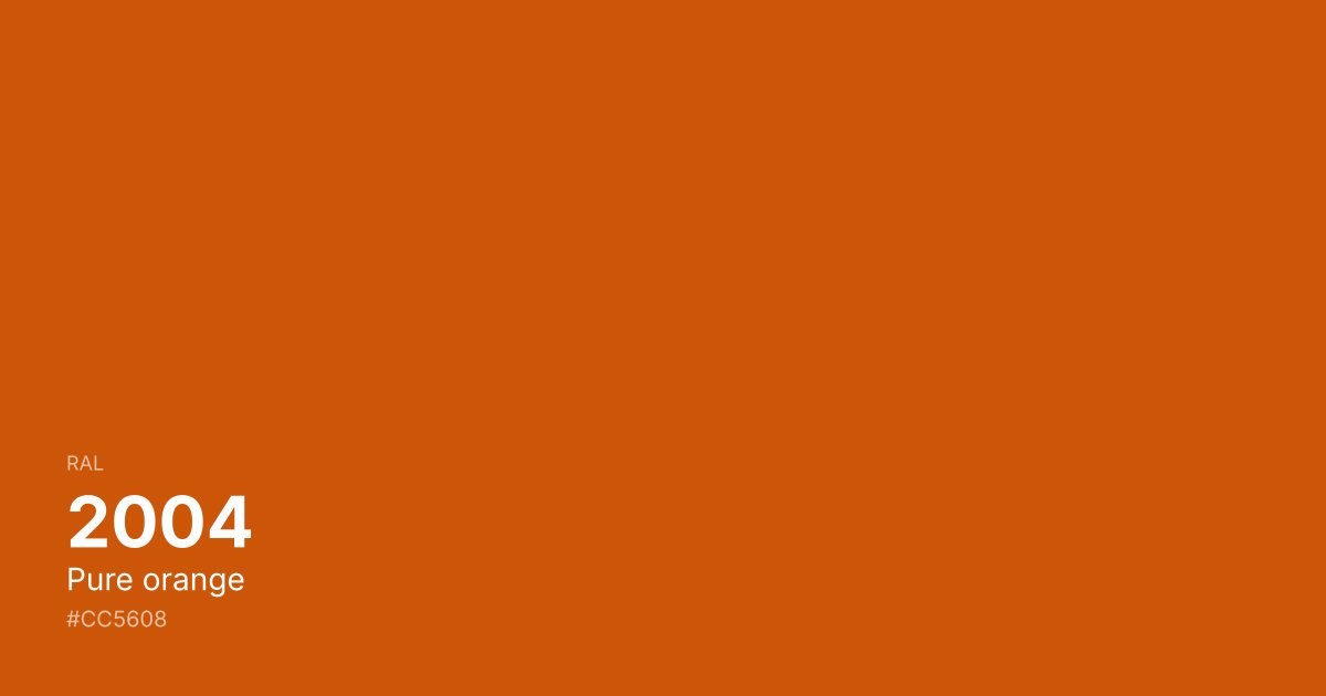 RAL 2004 Pure orange color swatch - #cc5608 hex code for design, paint, and coating reference