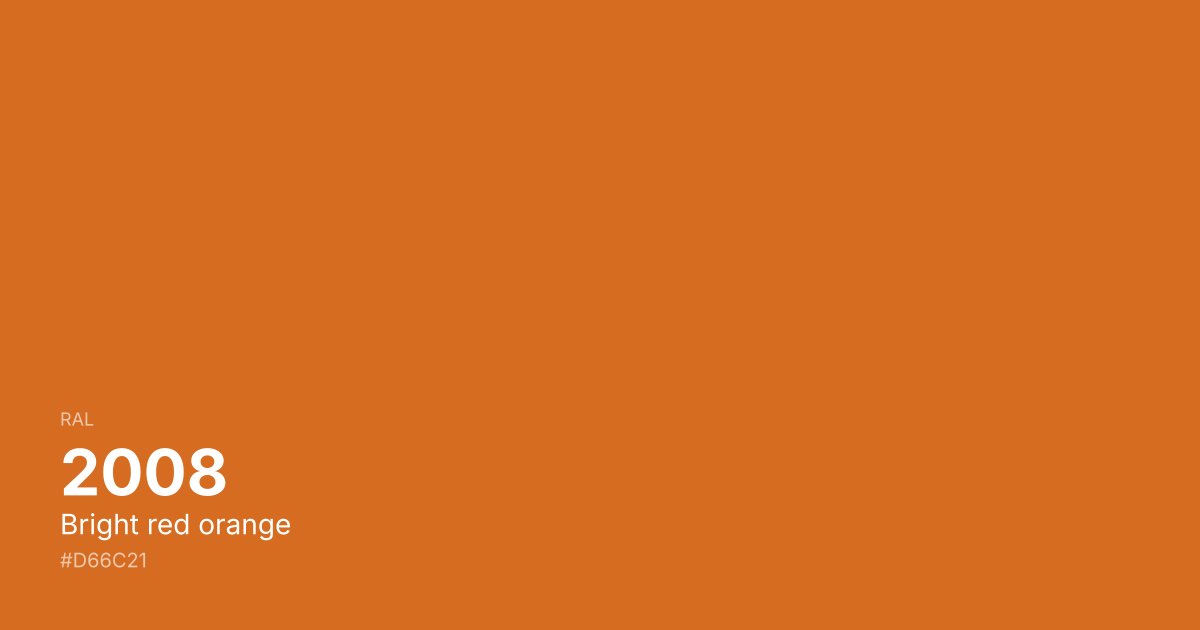RAL 2008 Bright red orange color swatch - #d66c21 hex code for design, paint, and coating reference