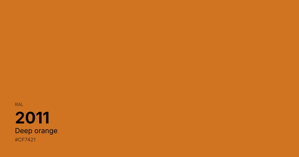 RAL 2011 Deep orange color swatch - #cf7421 hex code for design, paint, and coating reference